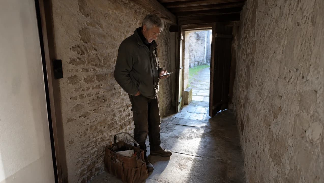 plombier qui part de son atelier a cerizay